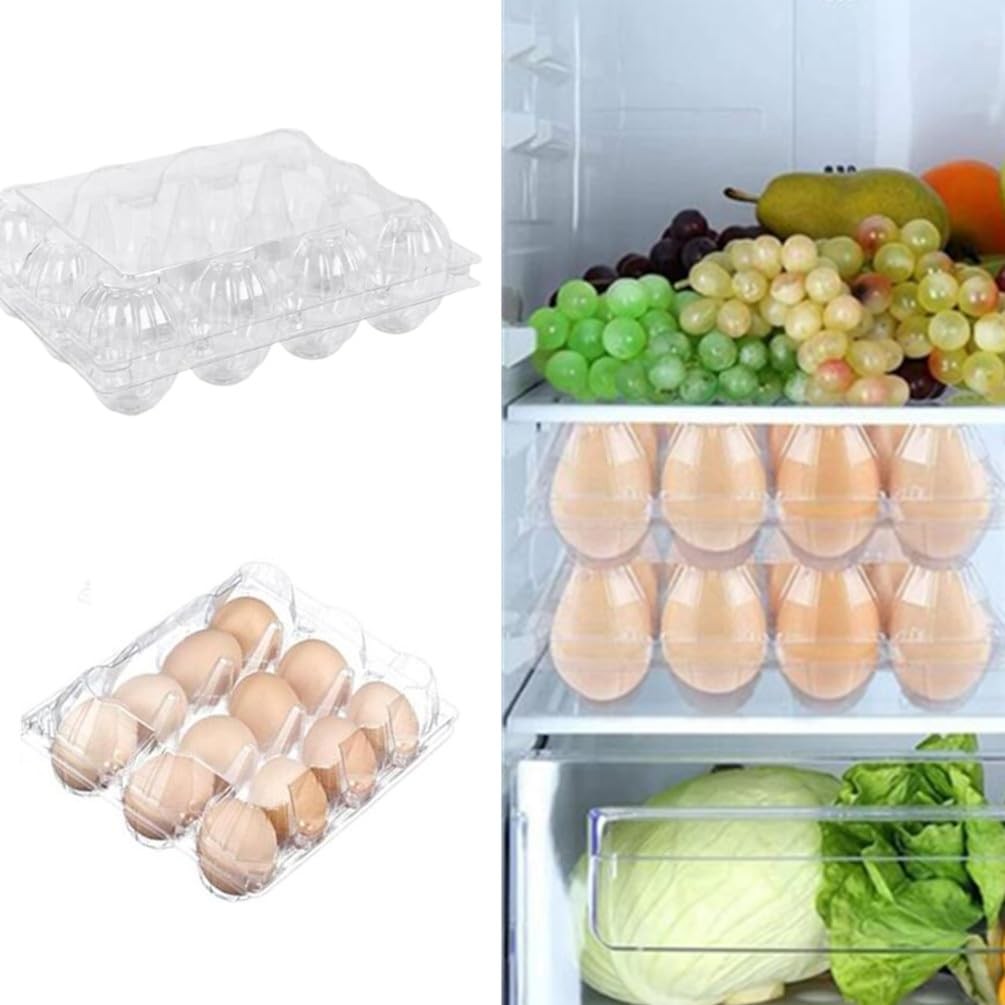 Clear Plastic 12 Grid Empty Chicken Egg Carton Tray With Hinge Lid 40 PCS