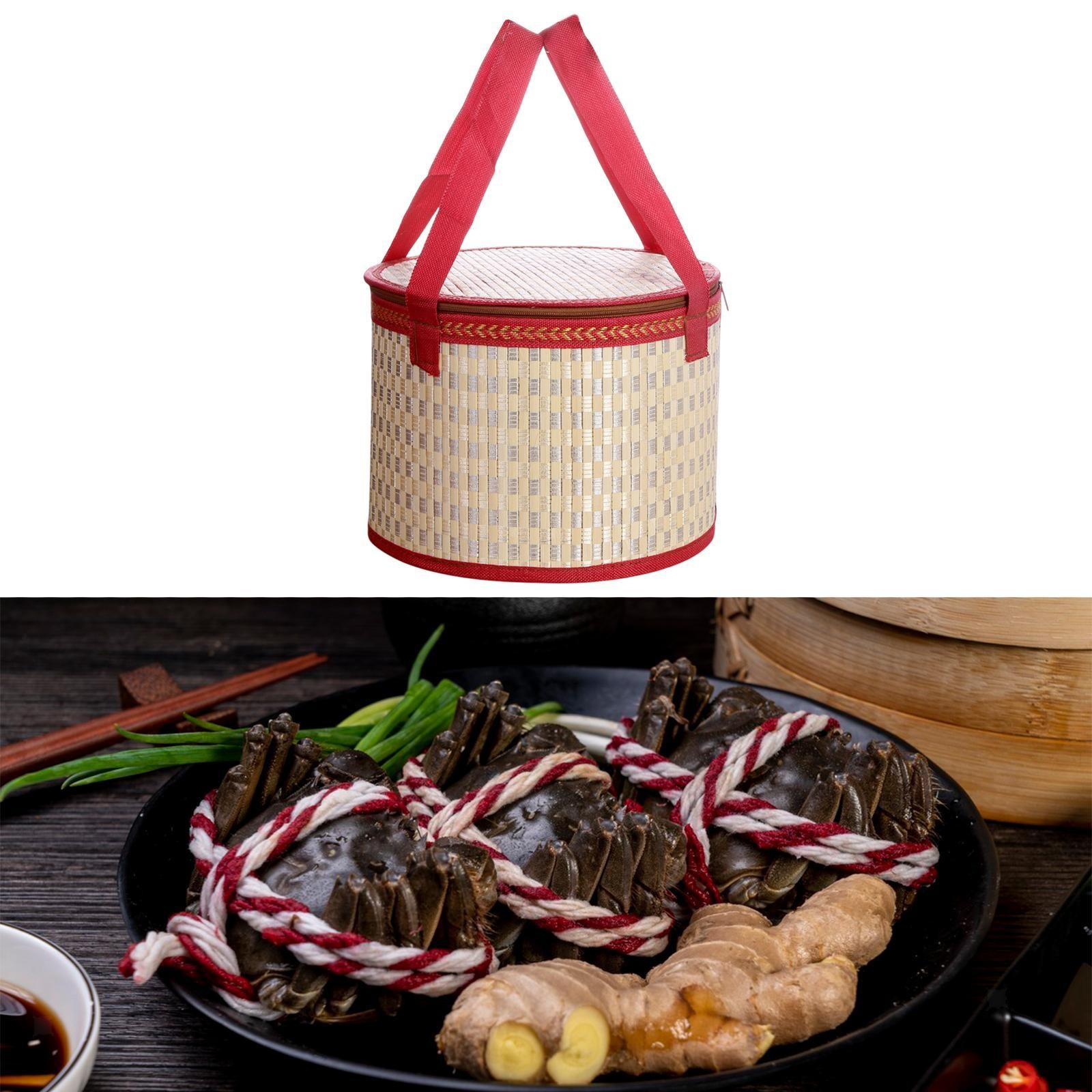 Bamboo Woven Basket with Handle Egg Container Versatile Sturdy Lightweight