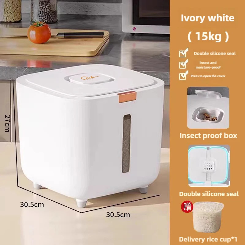 Rice Storage Container Kitchen Flour Food Dispenser Box Grain Sealed Organizer