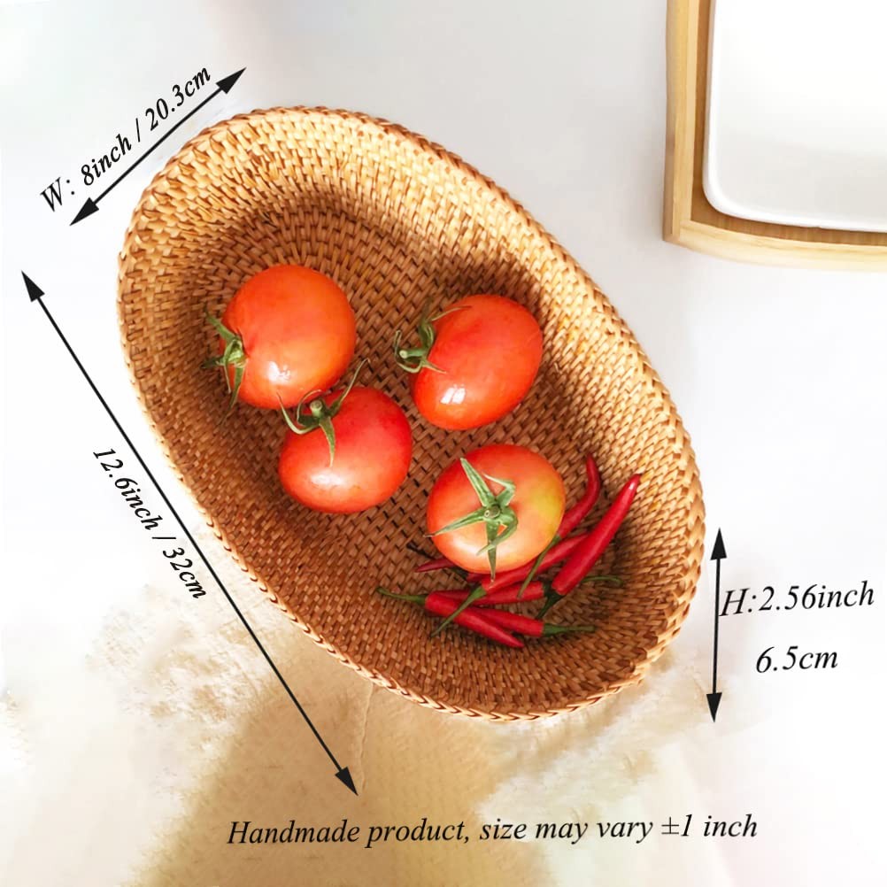 12.6 Inch Woven Bread Basket Fruit Basket for Kitchen Counter Wicker Handmade…