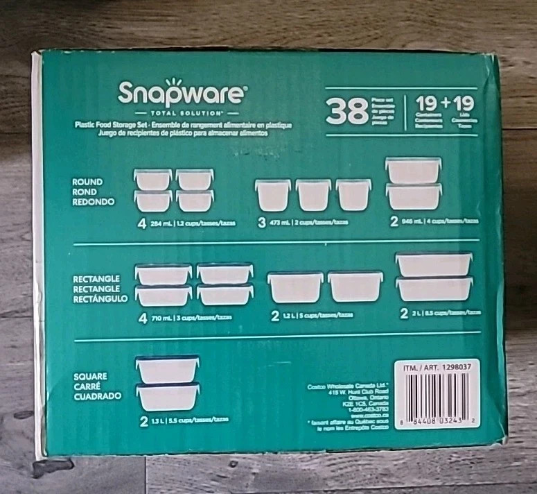 Snapware 38-Piece Plastic Food Storage Set Airtight BPA-Free Containers