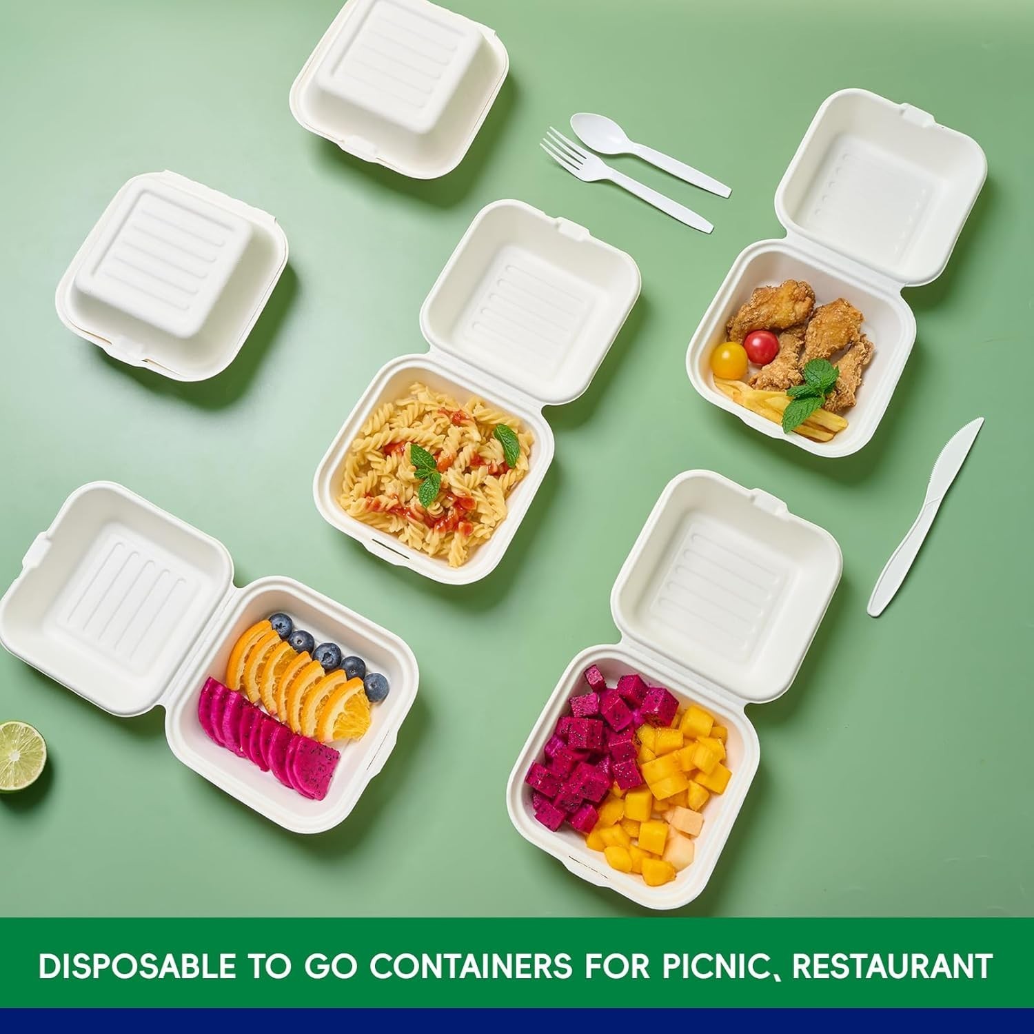 Clamshell Take Out Food Containers, [6 * 6″ 200-Pack] To Go Containers Dispos…