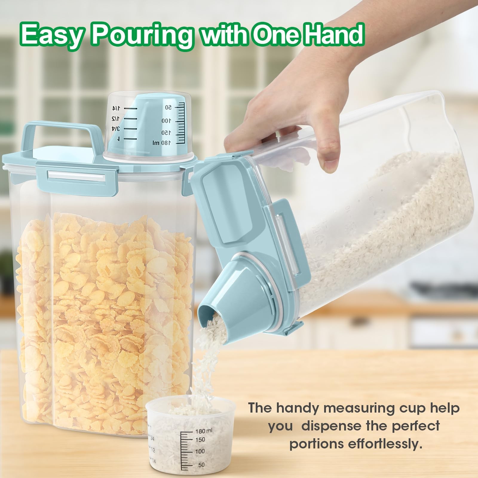 TBMax Rice Storage Container 3-5 Lbs Flour Cereal White & Blue