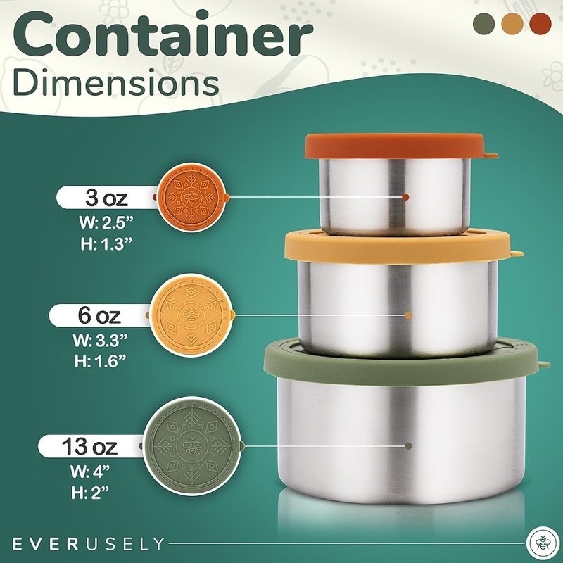 Leakproof Stainless Steel Containers Set Portable Easy Clean Family Friendly New