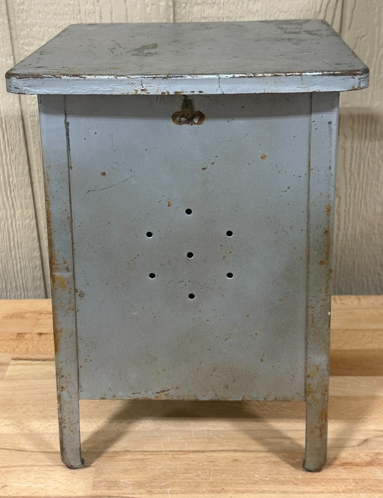 Vintage Potato & onion bin storage metal farmhouse primitive cottage cabin 15″