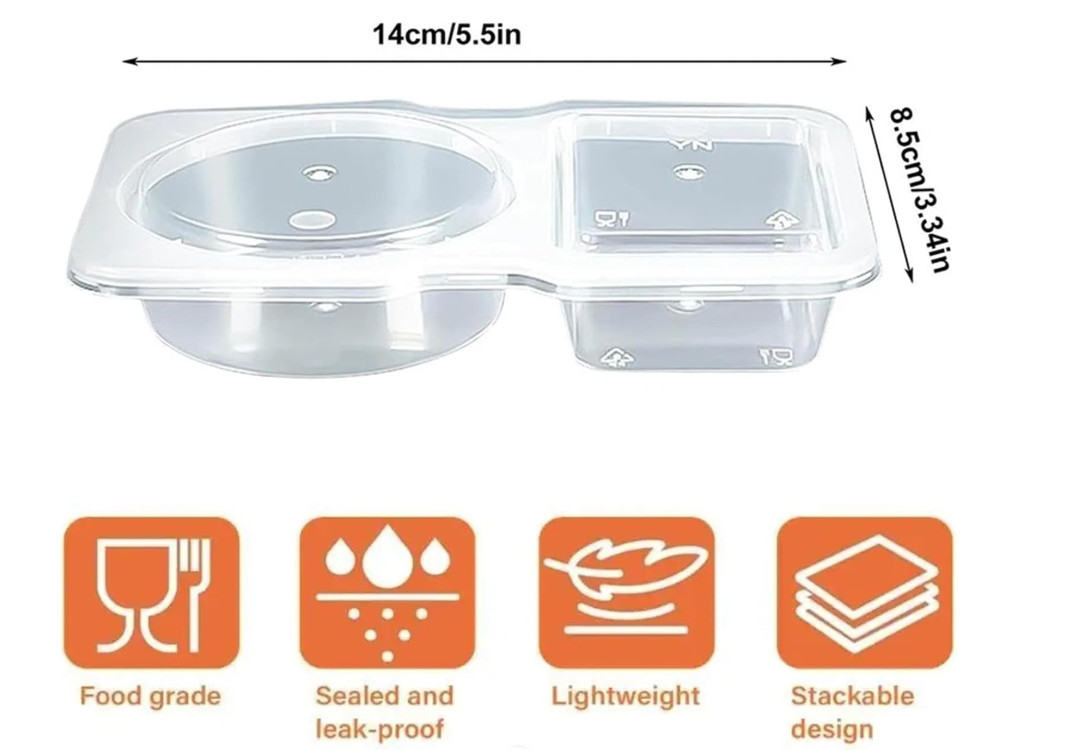 20PCS Double Compartment Condiment Container With Lids – Reusable Snack Pack …