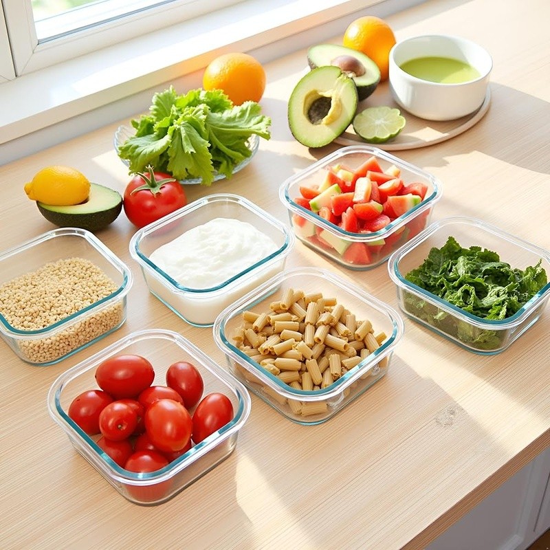 Square Glass Food Storage Containers BPA Free Oven Microwave Safe Lids New