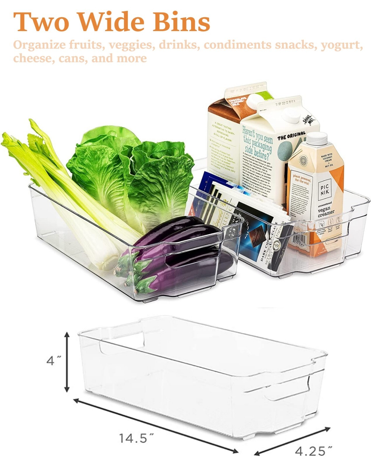 All In 1 Refrigerator Organizer Bins Set, Fridge Pantry Clear Stackable Storage