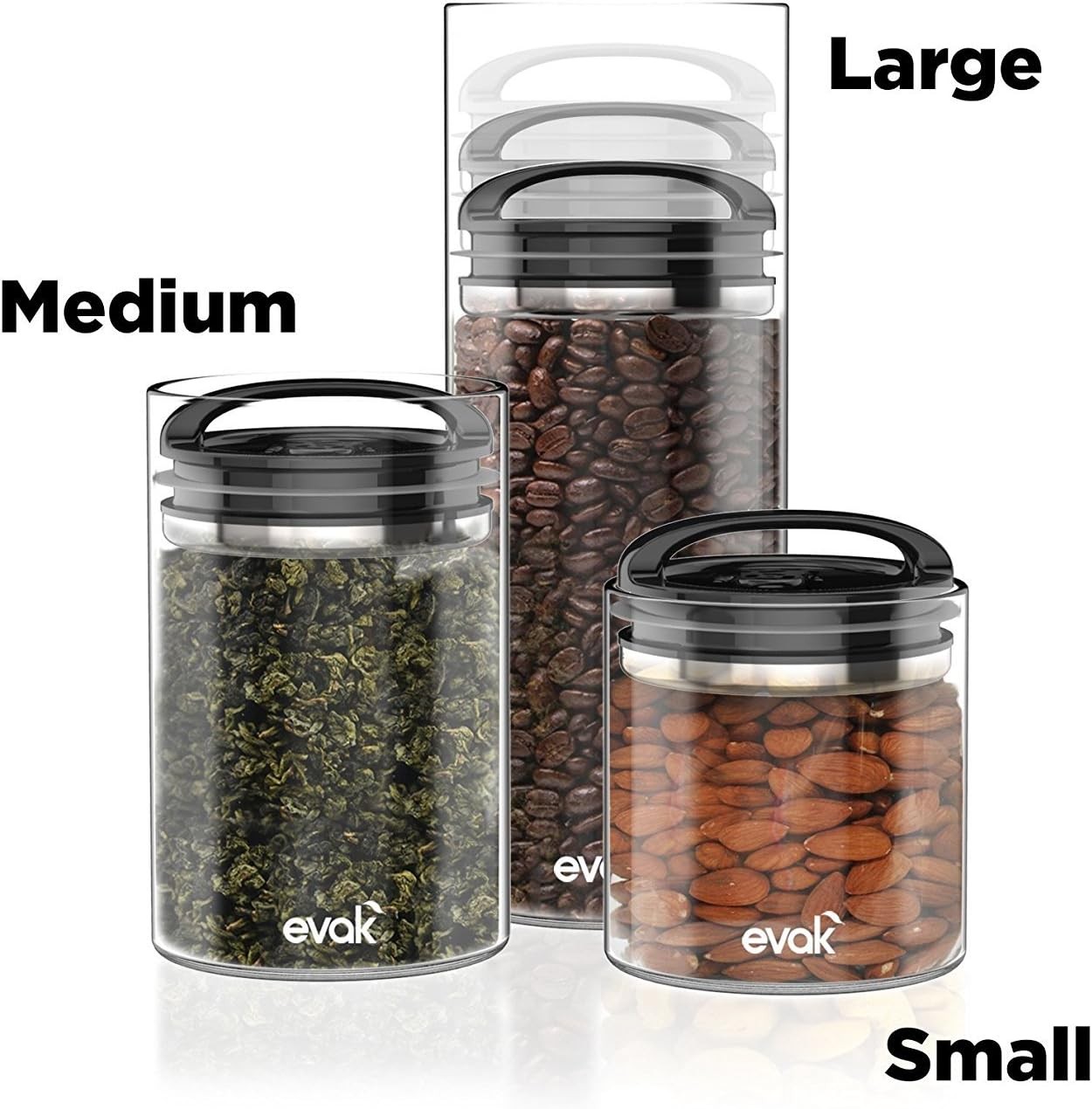 Evak Compact Airtight Glass Storage Canister, Medium (6” x 3.75″, 24oz) –