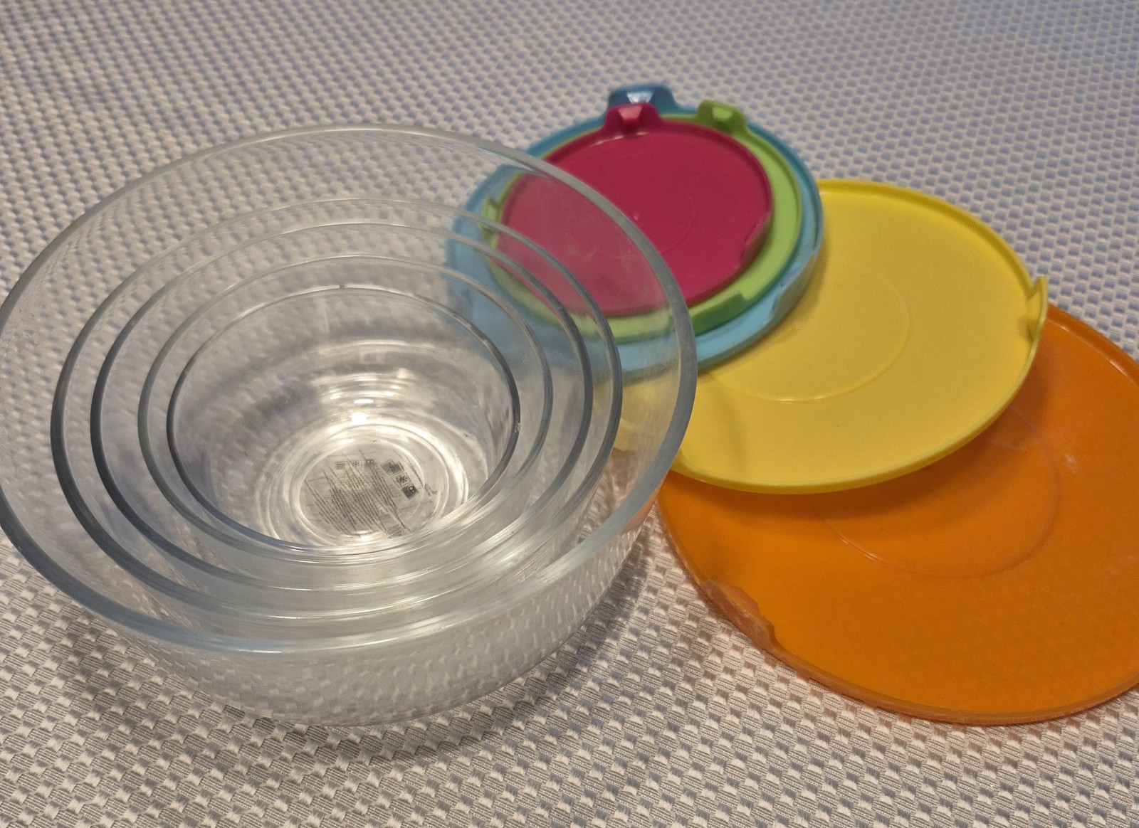10-Pc Heavy Nesting Glass Food Storage Bowls Containers Multicolor Snap Lids
