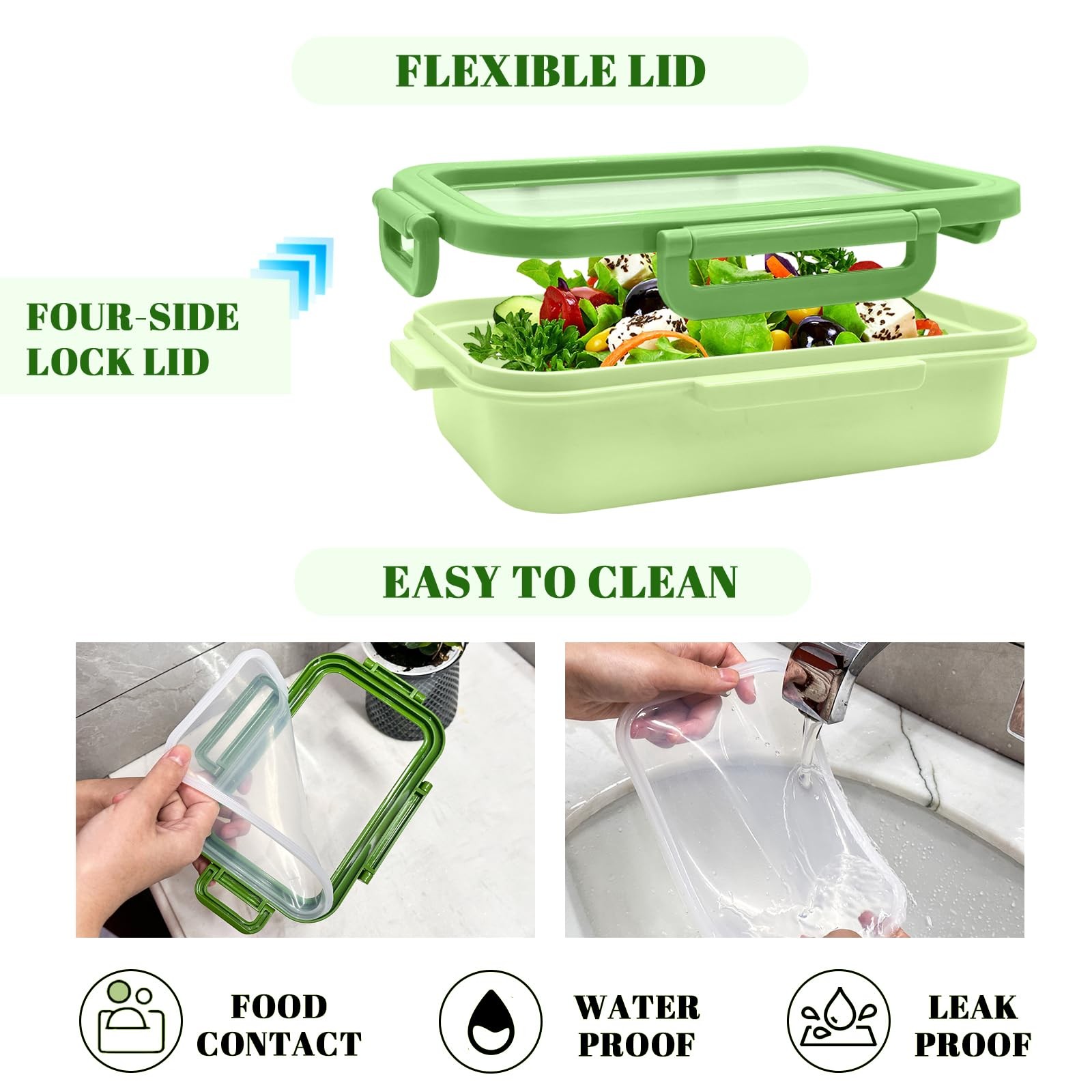 Set Of 2 Reusable Large Fruit And Veggie Savers, Silicone Storage Green