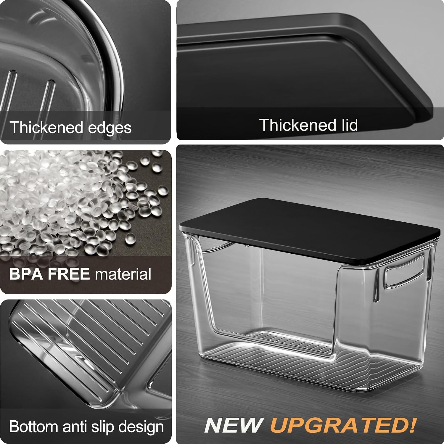 Pantry Organizers Storage 2 Pack Large Clear Storage Bins W/ Bamboo Lids Onion