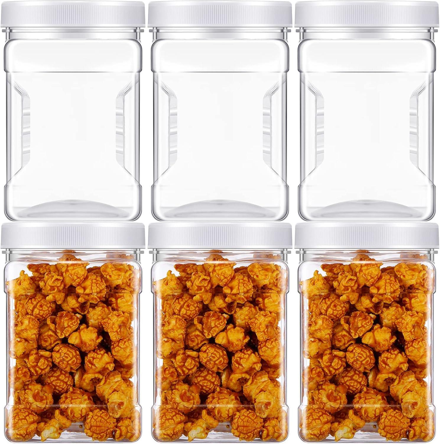 12 Pcs Half Gallon Square Plastic Containers with Lids 60.8 Oz Clear Plastic Jar