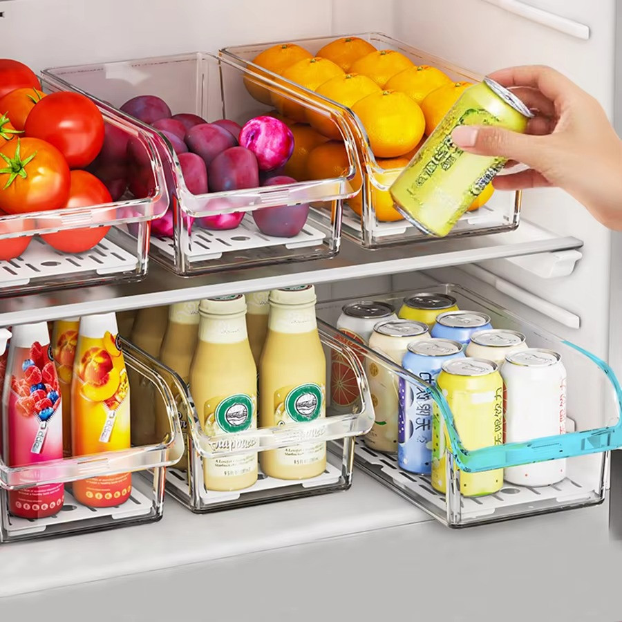 Clear Fridge Storage Bins Organizer Refrigerator Pantry Freezer Food Containers