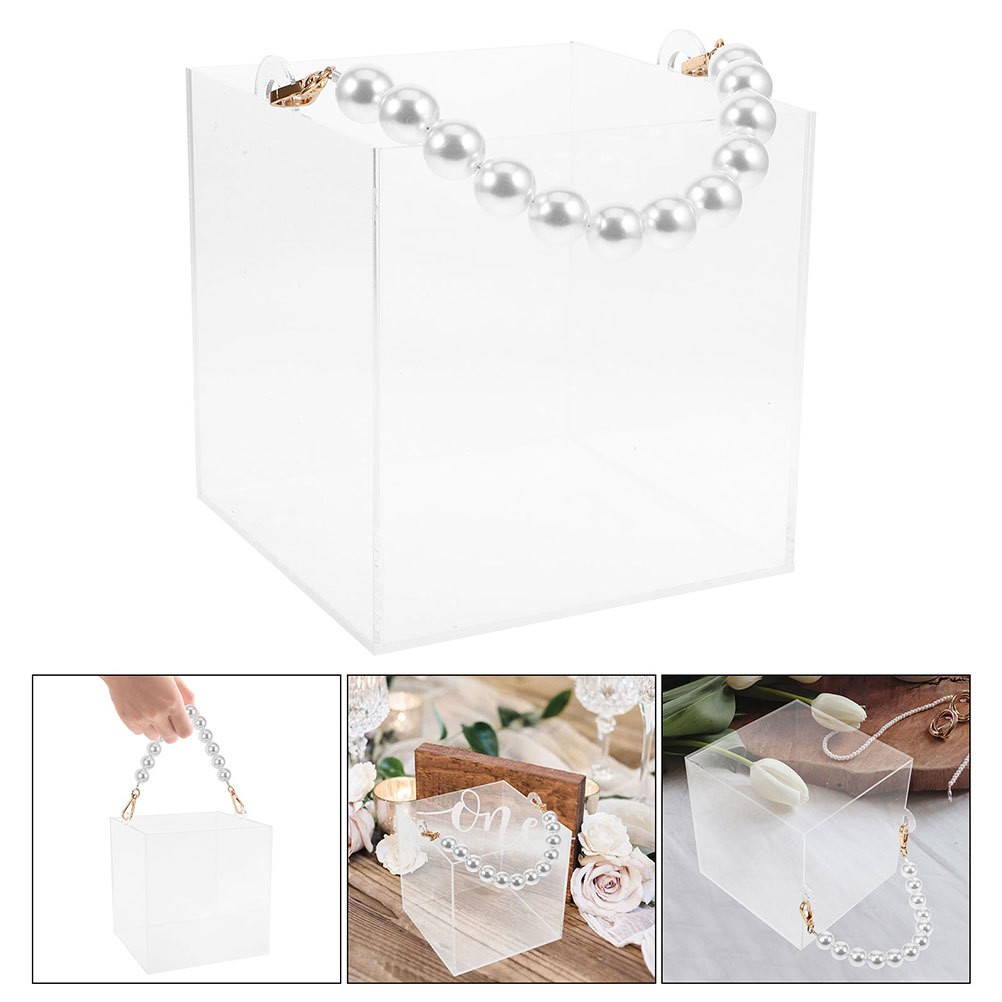 Elegant Transparent Acrylic Box with Handle for Wedding and Party Favors
