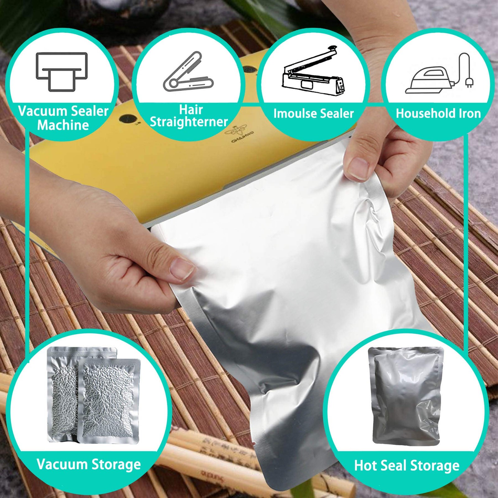 50 PCS 1 Gallon Mylar bags for food storage, Heat Sealable Bags Storage Bags …