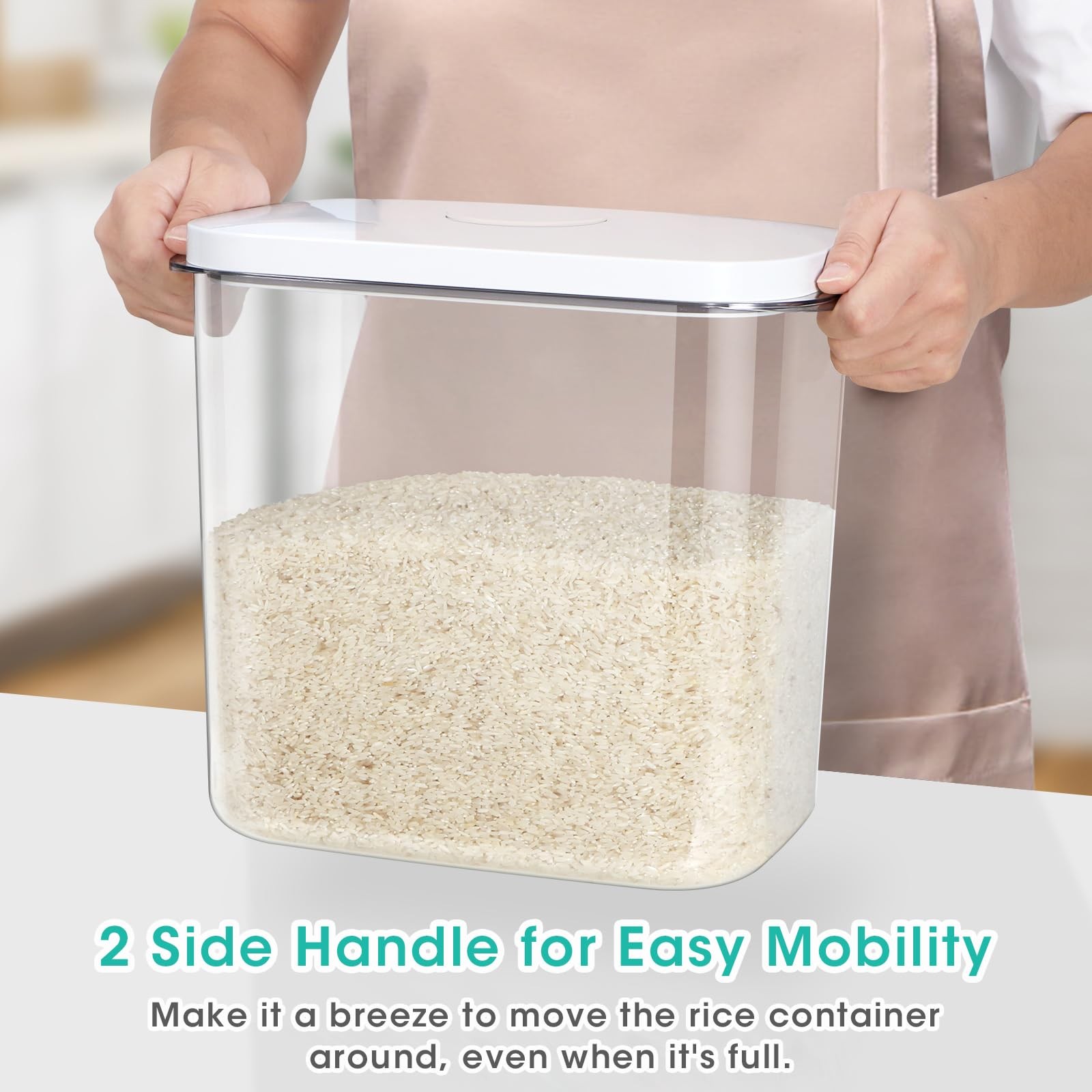 TBMax Large Rice Container 25 Lbs with EasyCarrying Handles 12.7 Qt Flour Sto…
