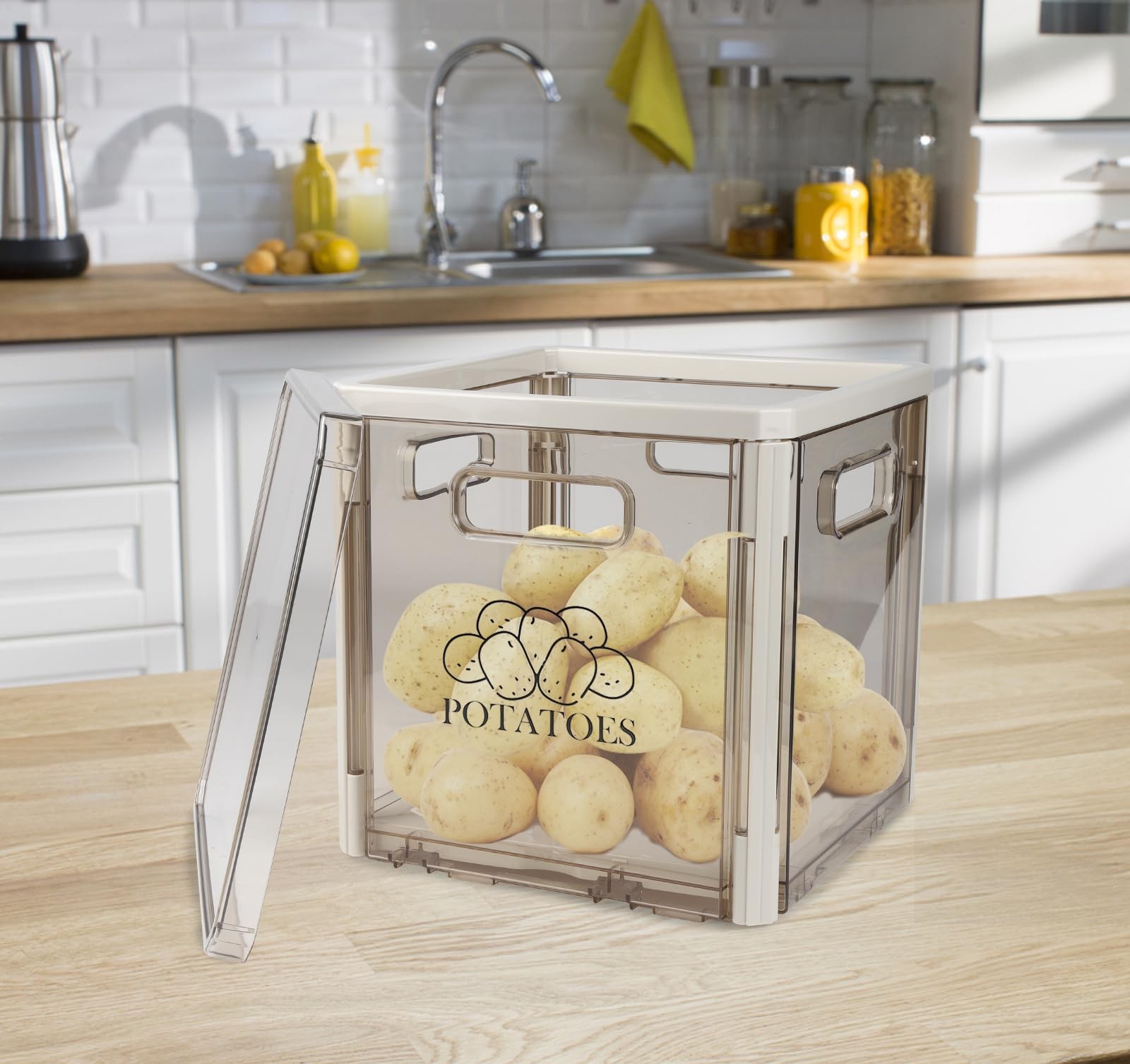 Xbopetda Potato Storage Bin With Lid and Handle – Stackable Container for Oni…