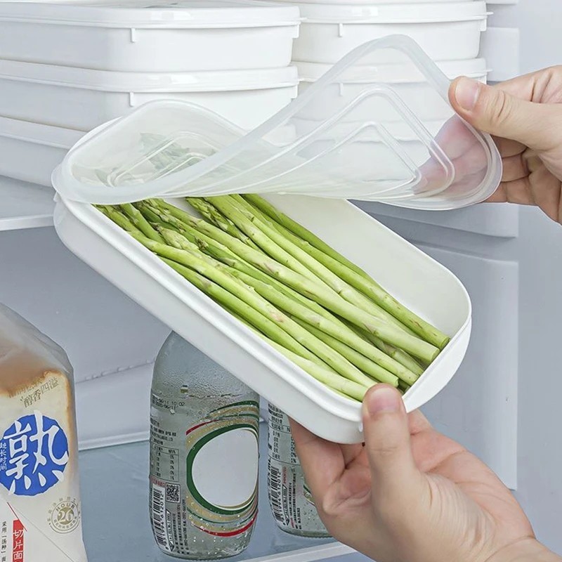 700ml Food Grade Fridge Storage Box Fruit Veg Meat Divider Container Organizer