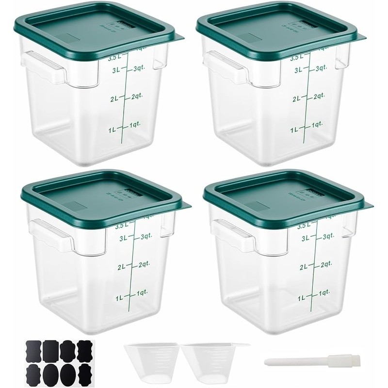 Durable Food Storage Containers Airtight Lids Ergonomic Handles Measuring Labels