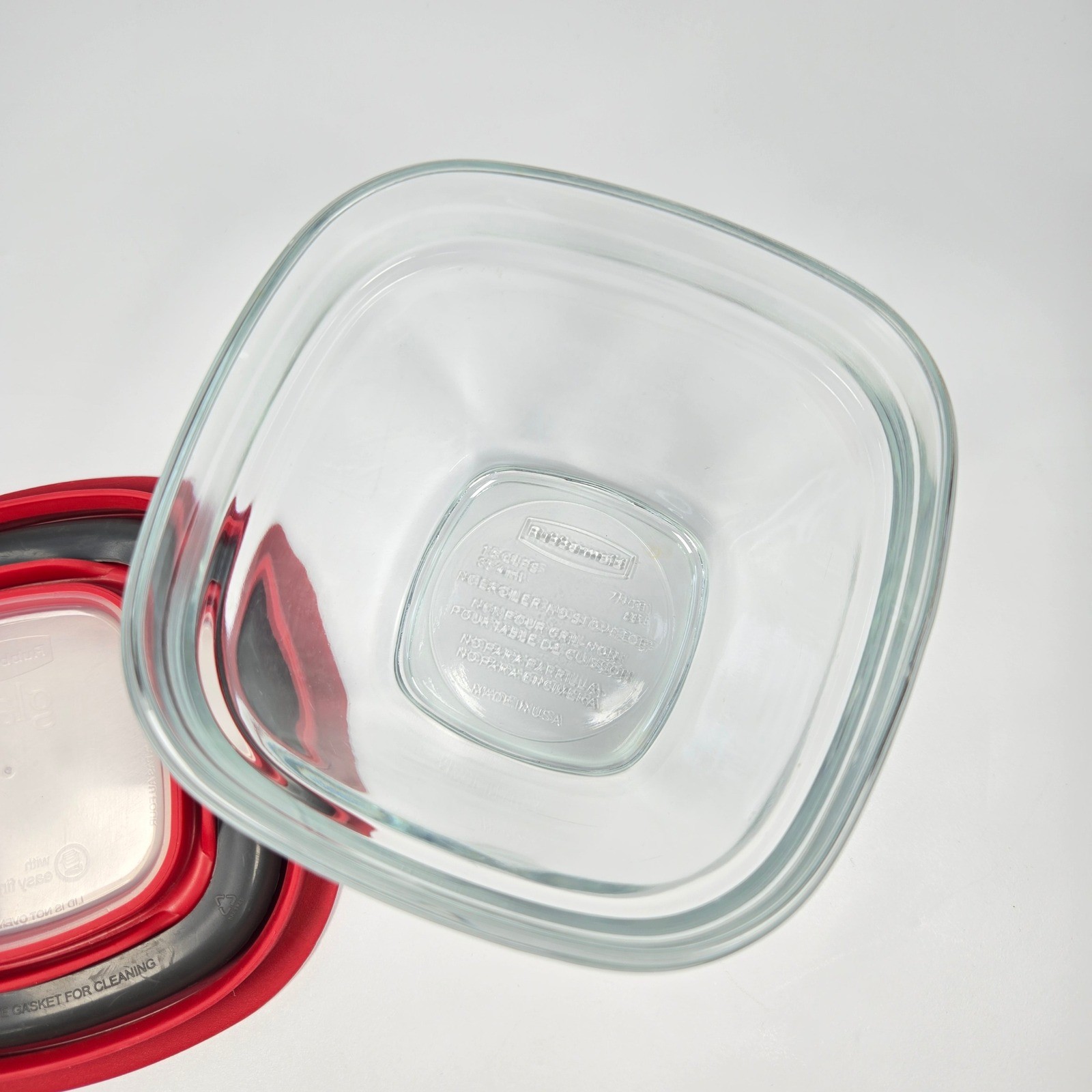 Rubbermaid Easy Find Lids Glass Food Storage Red 8 pc 1 cup, 1.5 cup, 2.5 cup