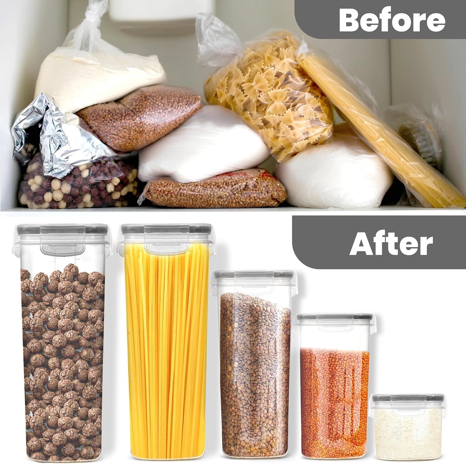 Food Storage Containers Set 24pcs Airtight Plastic Kitchen Pantry Organizer