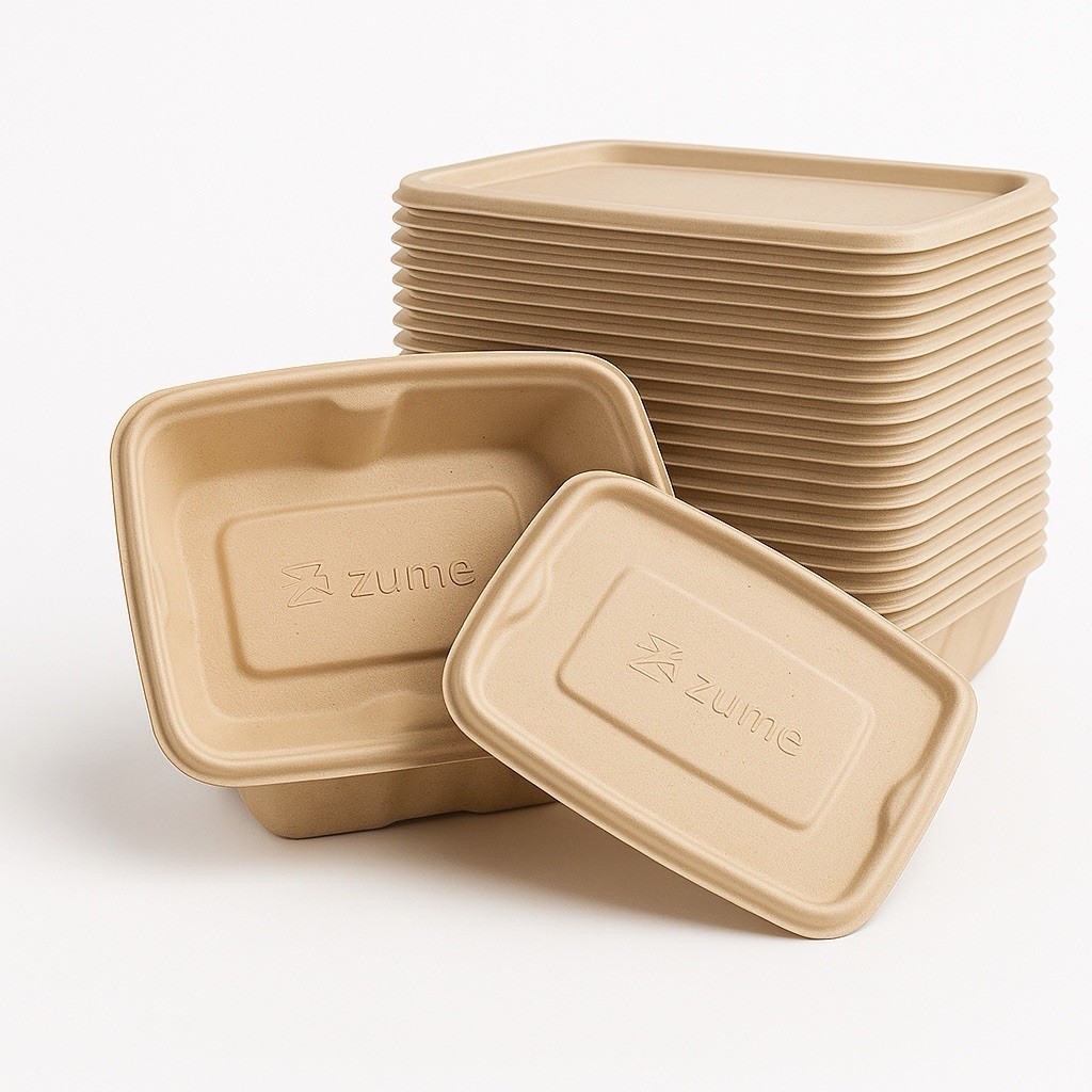 750ml Compostable Food Containers with Lids – 100 Pack | Leak-Proof