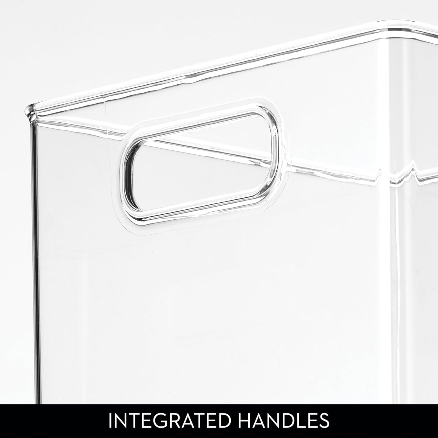 Pantry Storage Bin with Handles for Kitchen Cabinets or Fridge – Clear – Made in