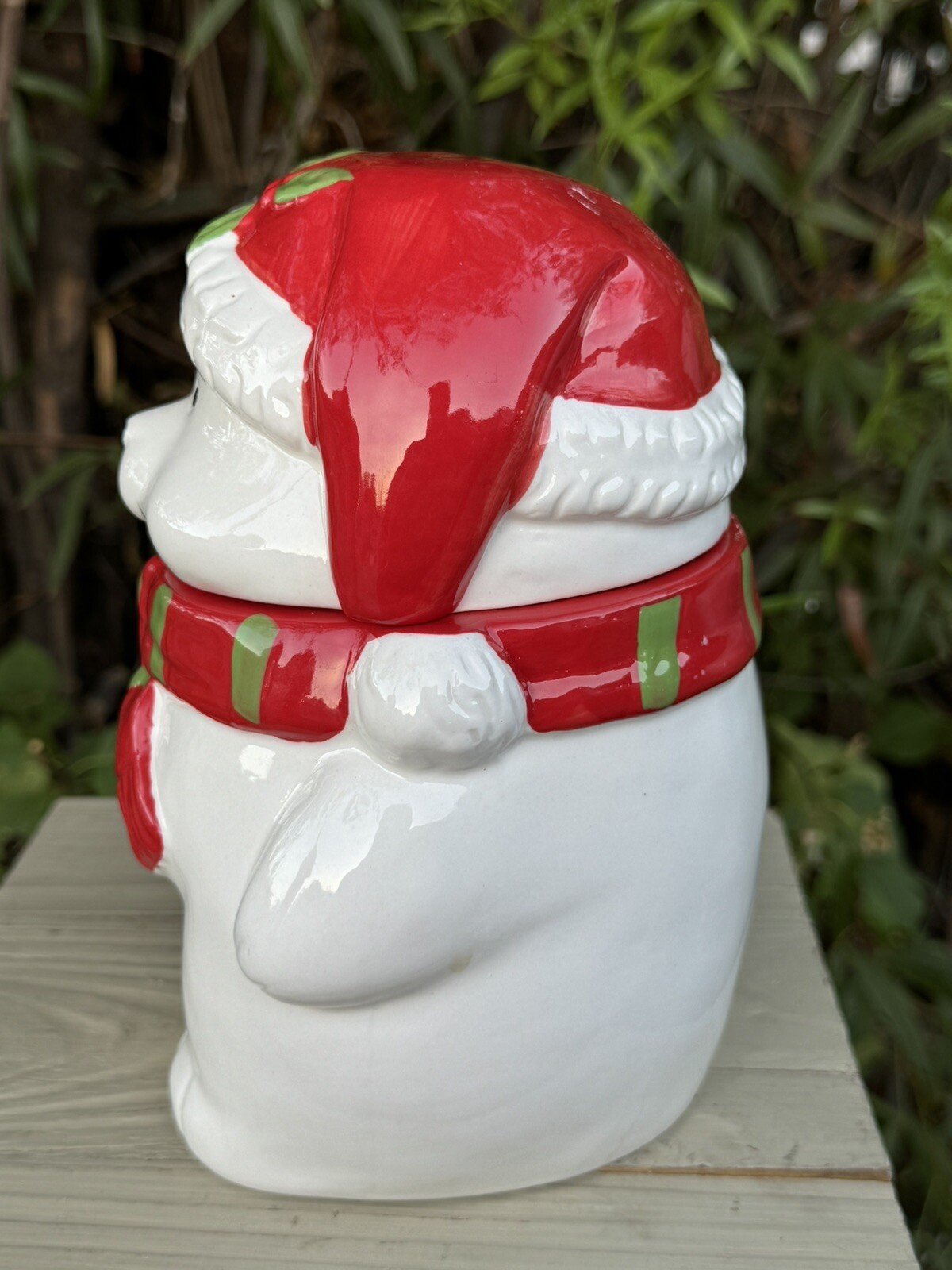 Gibson Home Joyful Santa Polar Bear Durastone 7.5in Cookie Candy Jar Christmas