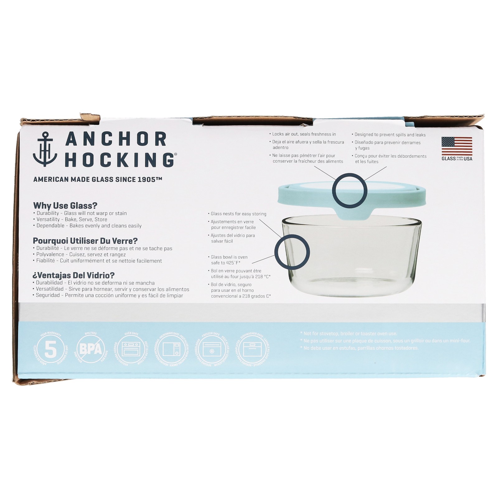 Anchor Hocking 13294L20 10pc Food Container w/ Mineral Blue TrueSeal Lid Set