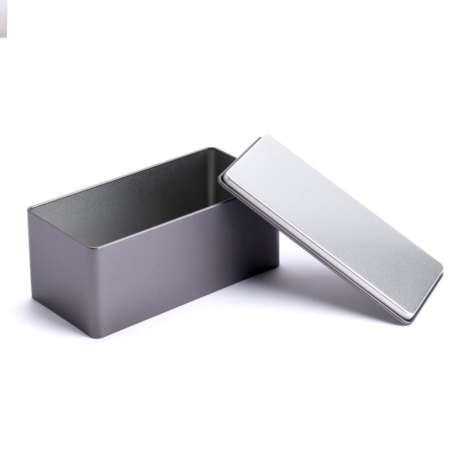Tianhui Rectangle Metal Boxes Tin container 6.3 x 3.15 x 2.68 inches, Grey