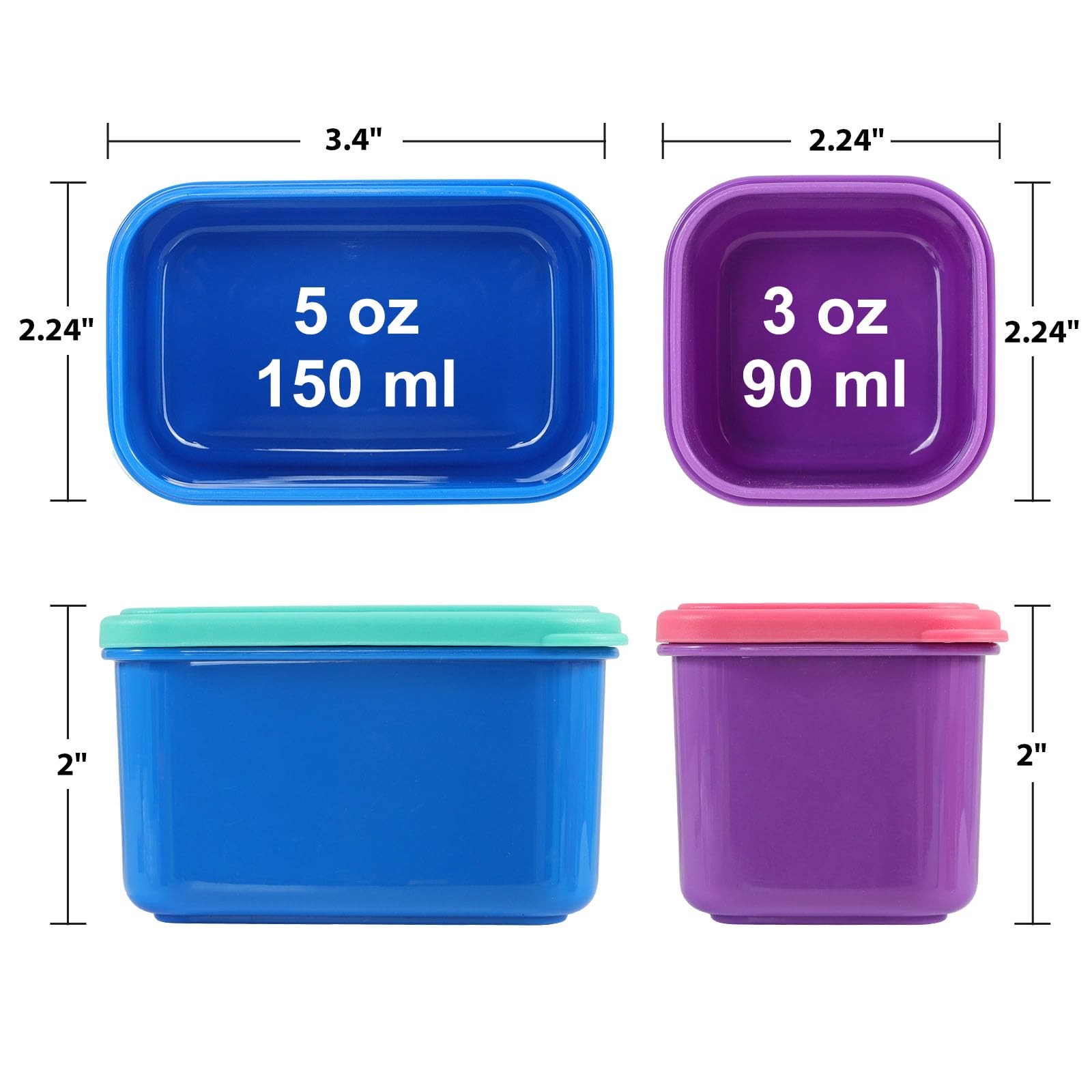Small Food Containers with Lids Set of 8, 4pcs 3oz & 4pcs 5oz Leakproof Stack…