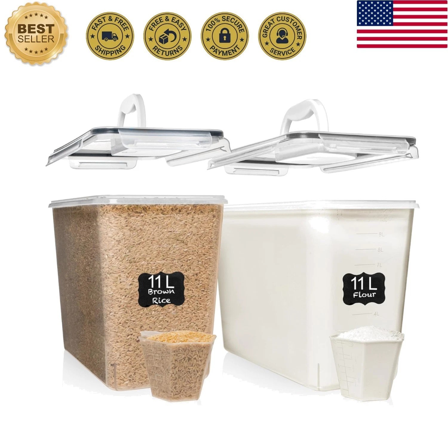Effortless Kitchen Organization: BPA Free 11L Storage Containers with Handles