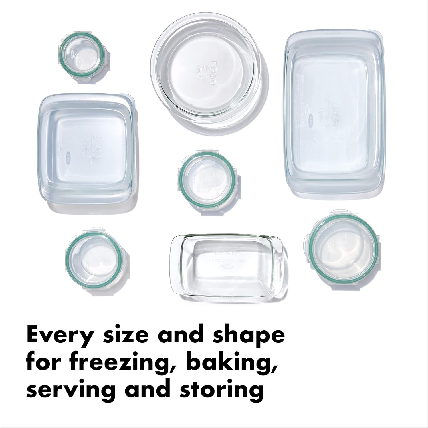 OXO Good Grips 14 Piece Freezer-to-Oven Safe Glass Bake, Serve and Store Set