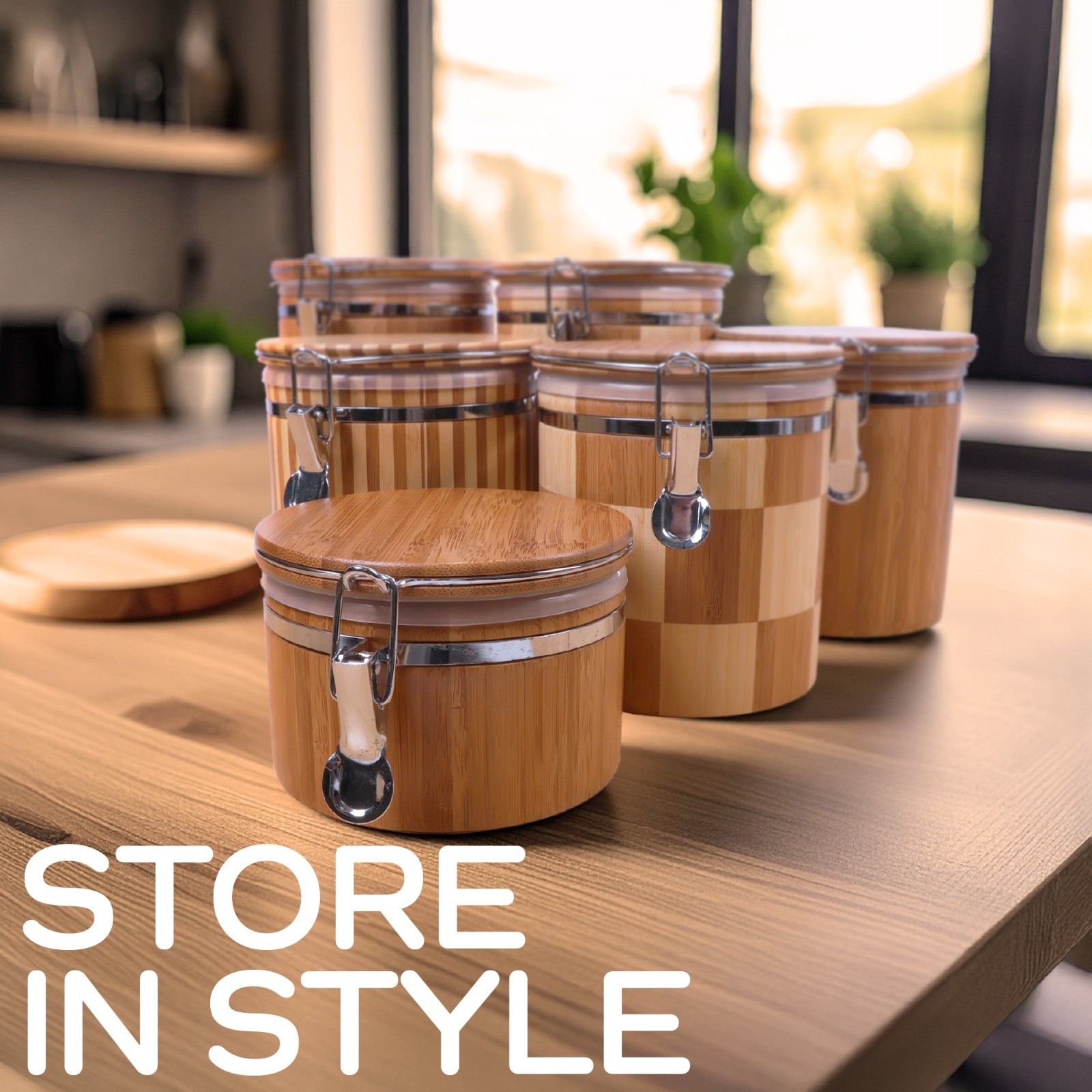 Hinged Cylindrical Bamboo Container – 3.5″ x 5.25″ – Carbonized Brown