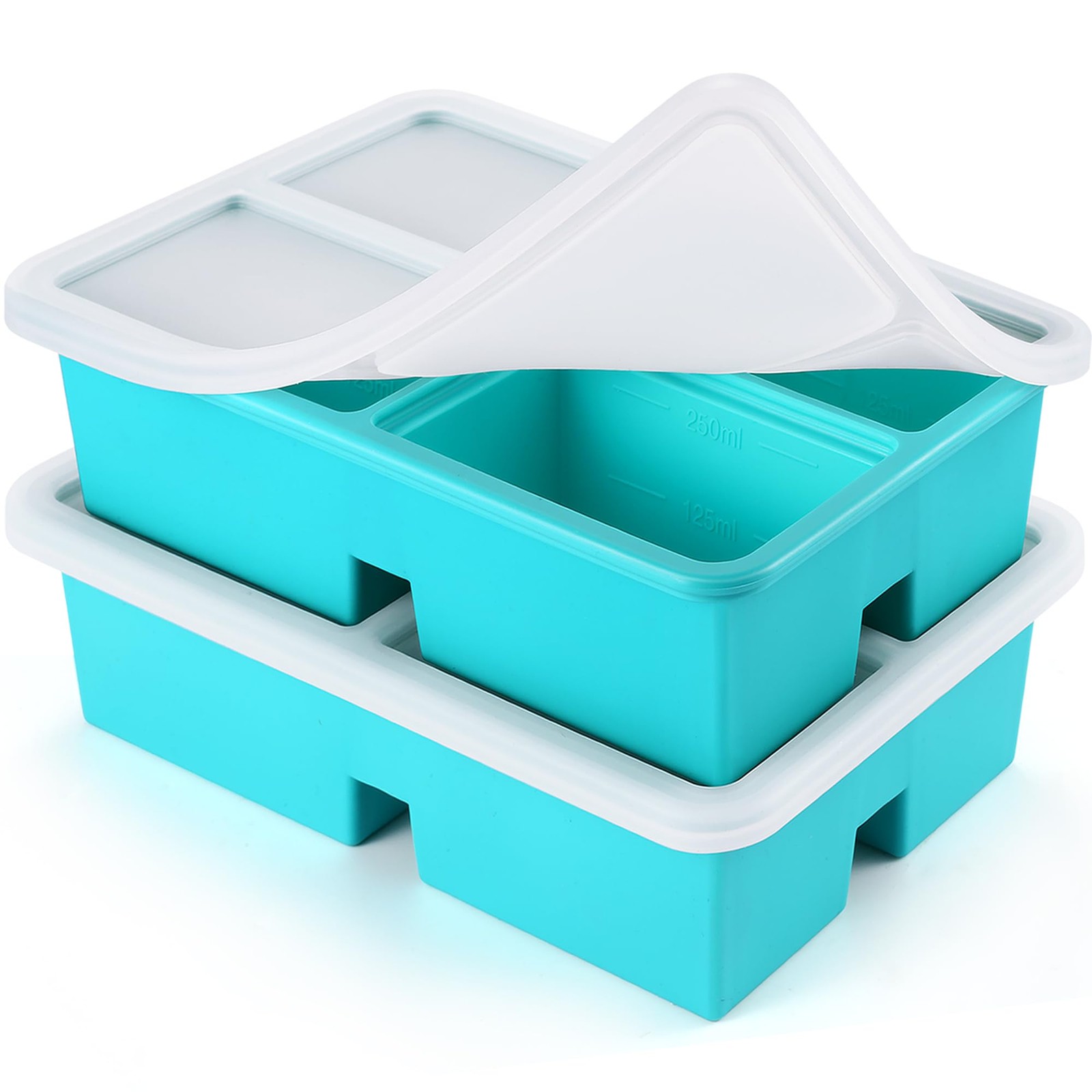 2 Pack 1-Cup Silicone Freezer Trays with Lid Soup Freezer Molds for Broth