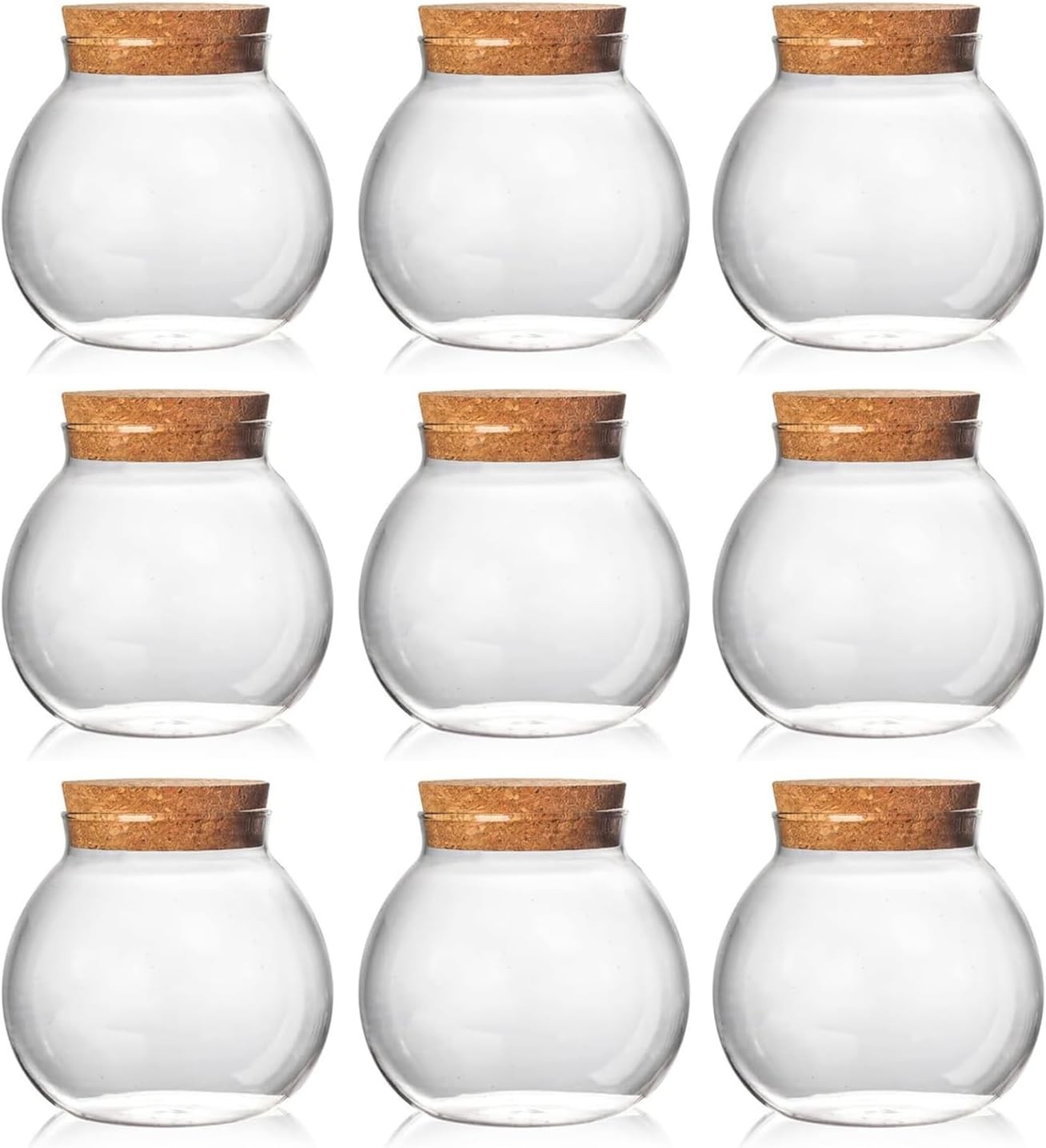Set of 9 round glass jars with cork lid – 17oz wedding candy jar kitchen jar,