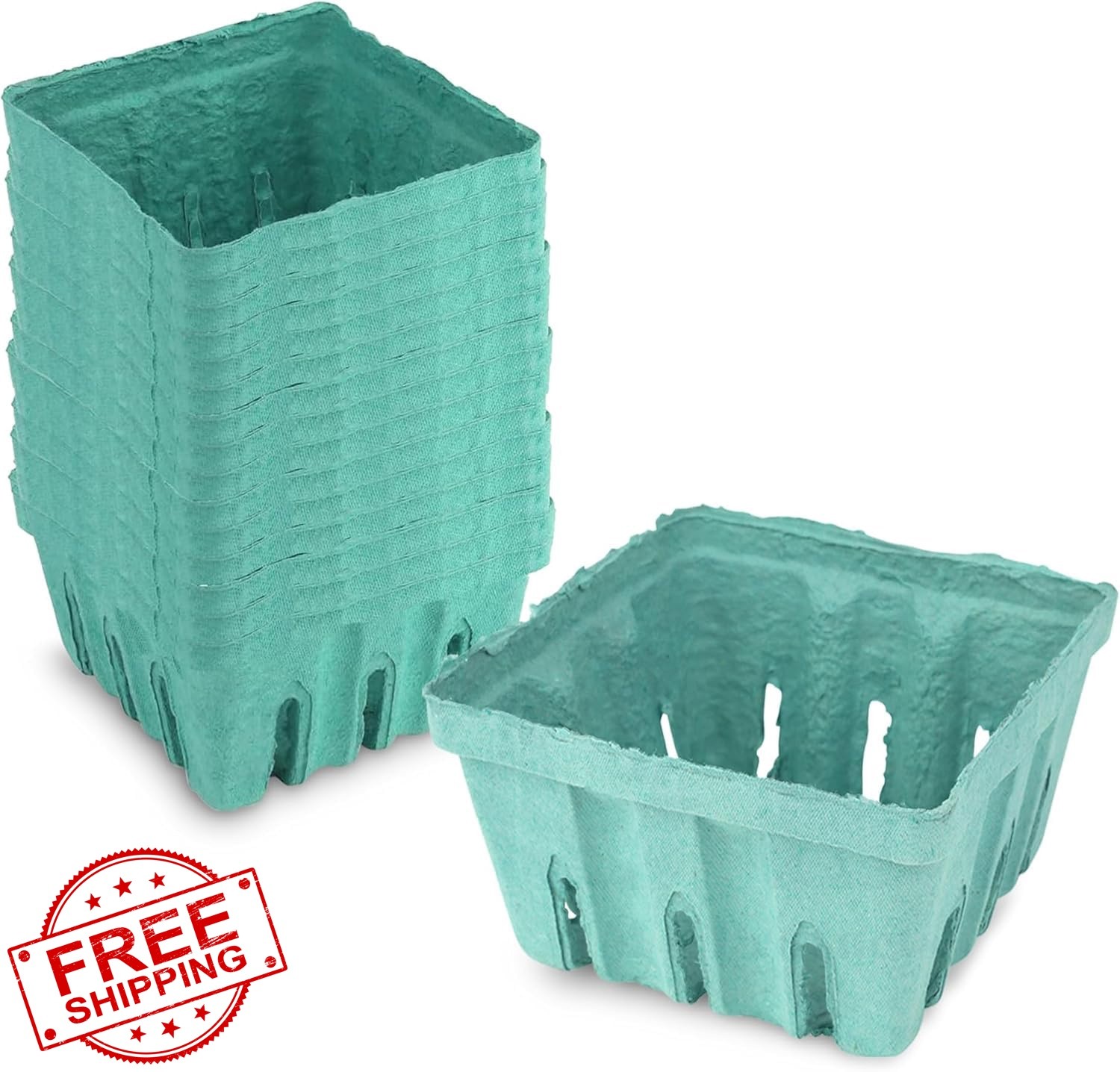 MT Products Green Berry Basket 1 Quart 15 Pack