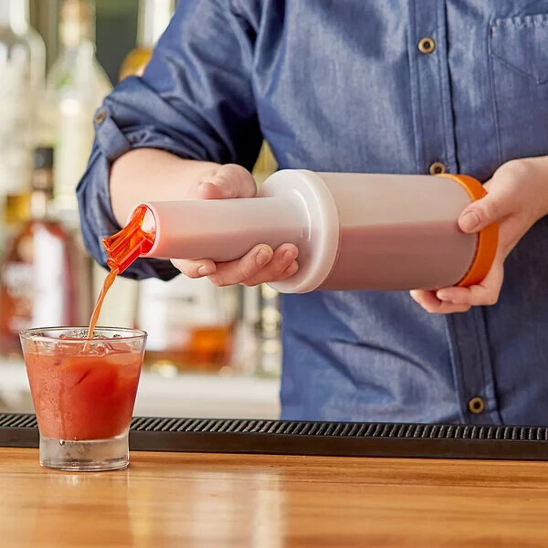 Choice 1 Qt. Pour Bottle with Orange Spout and Cap