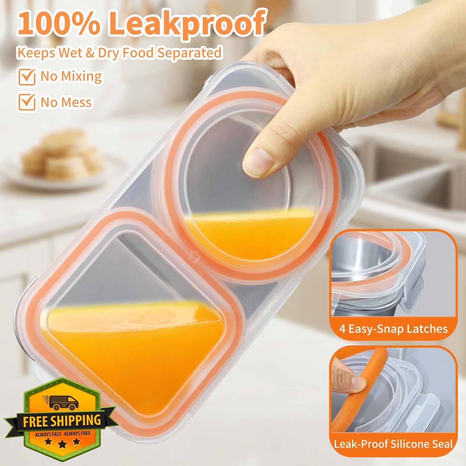 Eiyisem 13oz Snack Container Orange 1 Pack