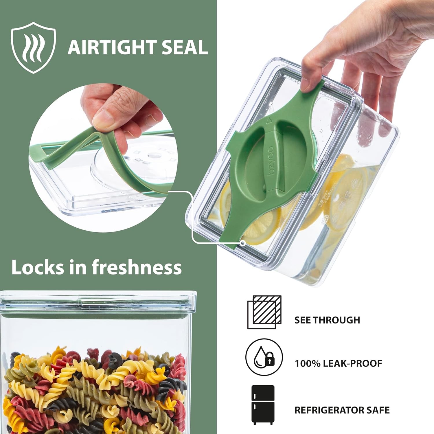 4-Pack Airtight Pantry Containers, 1.9 QT / 1.8 L Clear Food Storage Jars with