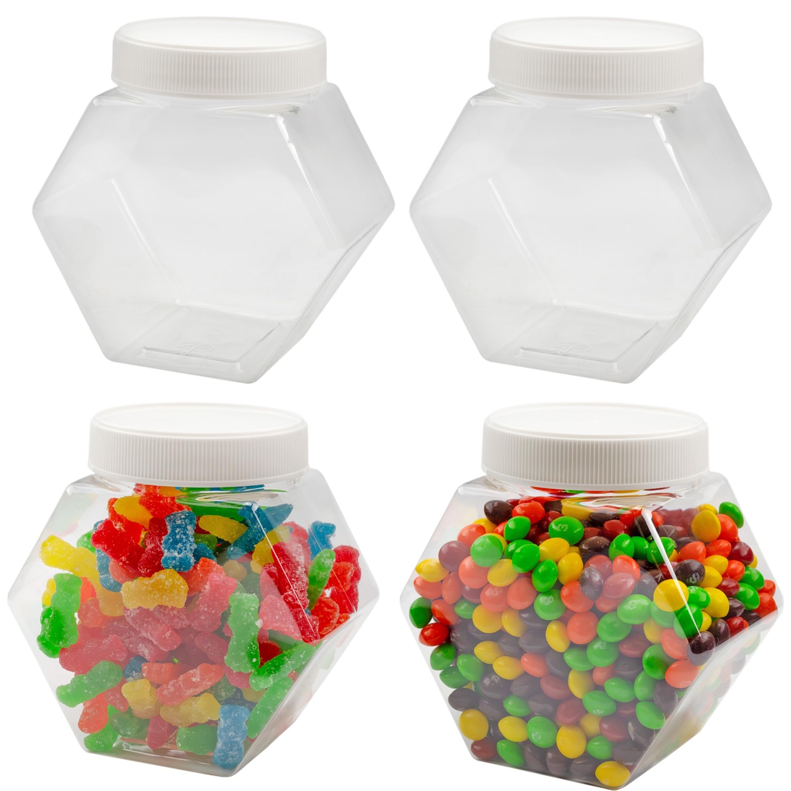 Cornucopia Plastic Hexagon Shaped Jars 4pack 30oz Value Pack Of Containers For