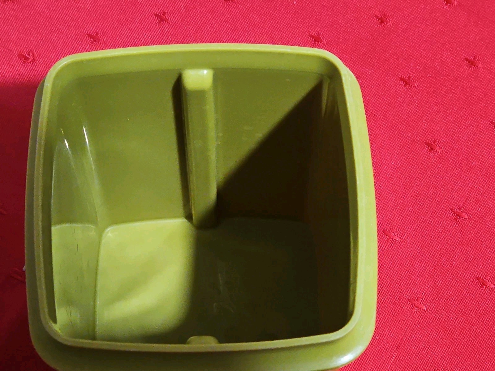Tupperware Vintage Lot 2 Storage Container w Lids Avacado Green w/Press Insert