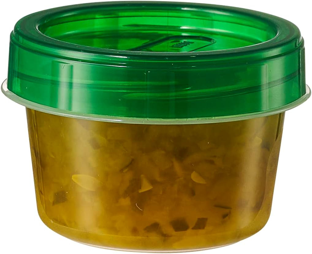 6 Pack Twist Cap Storage Containers with Green Screw on Lid- 4 Oz Reusable Meal