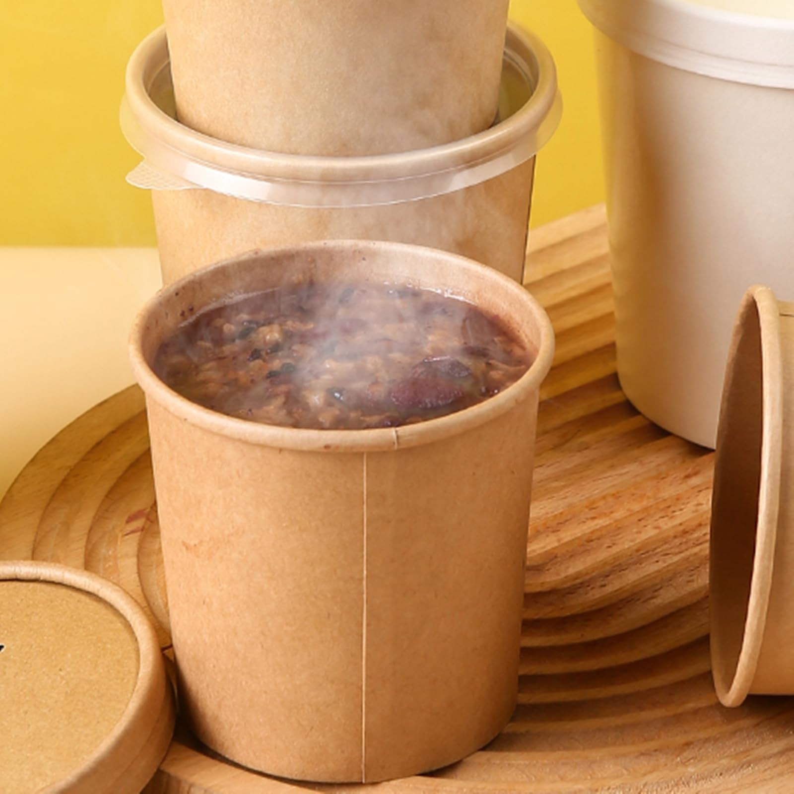 80 Pack Paper Food Containers with Lids, 16 Oz To Go Hot Soup Bowls, Disposab…