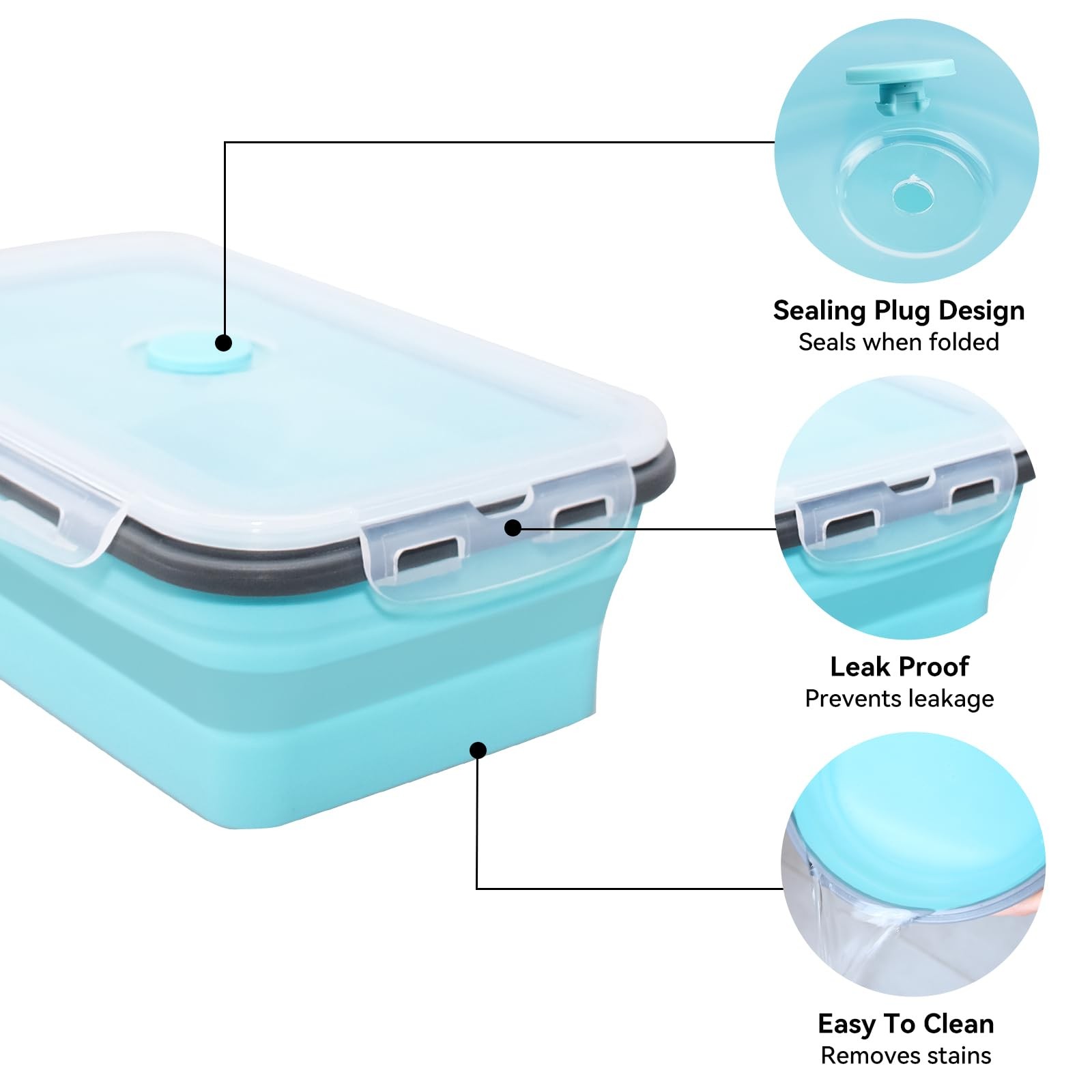 16 Pieces Collapsible Food Storage Containers 8 Pcs Rectangle and 8 Pcs Round…