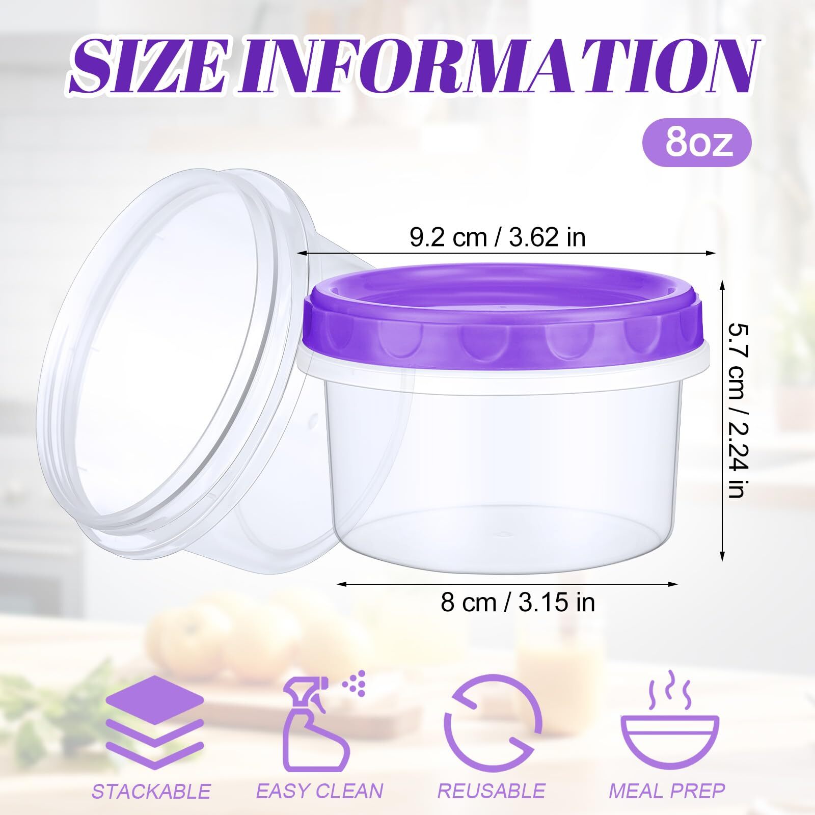 36 Pack 8oz Reusable Plastic Containers Twist Top Food Storage with Screw Lids