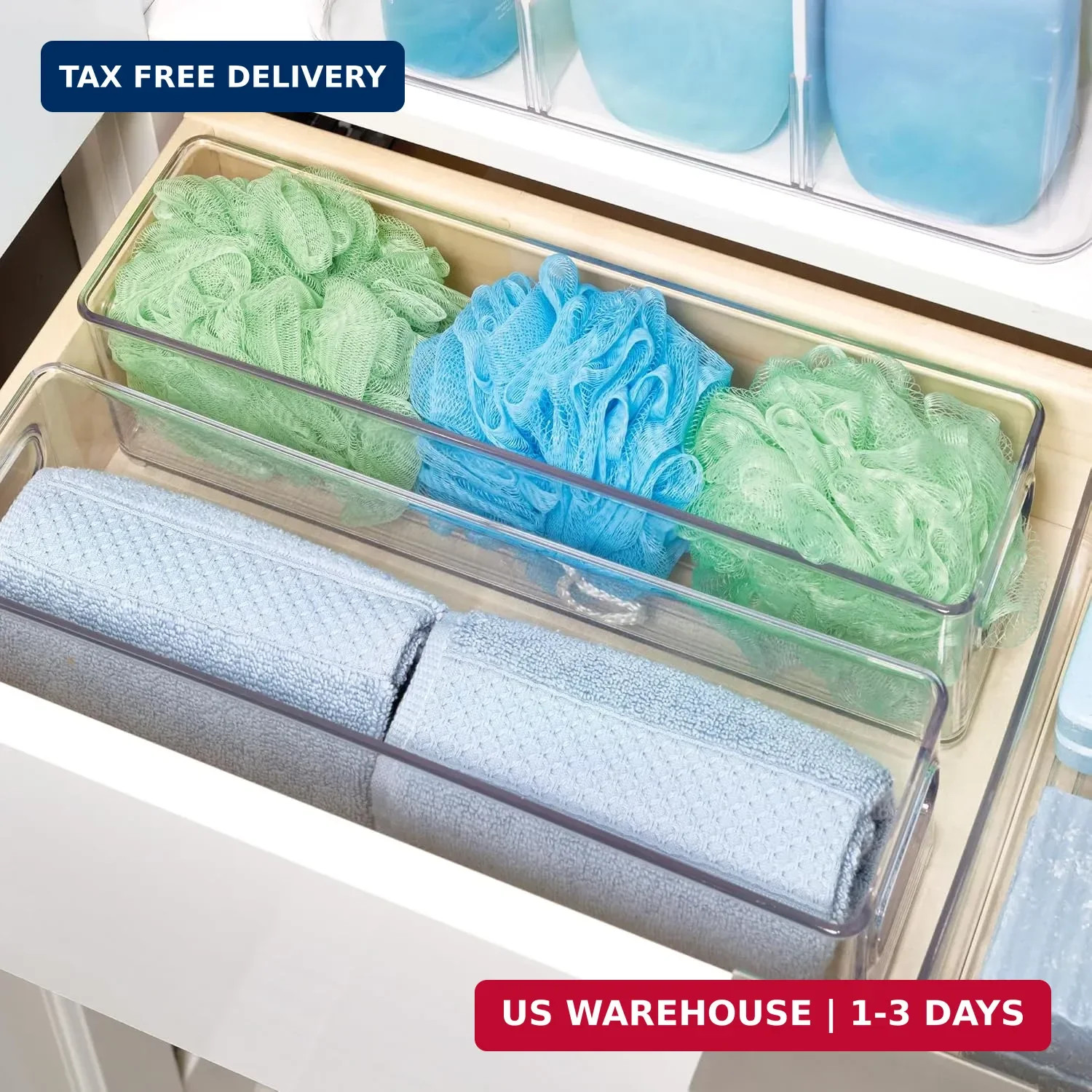 iDesign Stackable Fridge Bin with Handles – Ideal for Freezer or Pantry, Set of