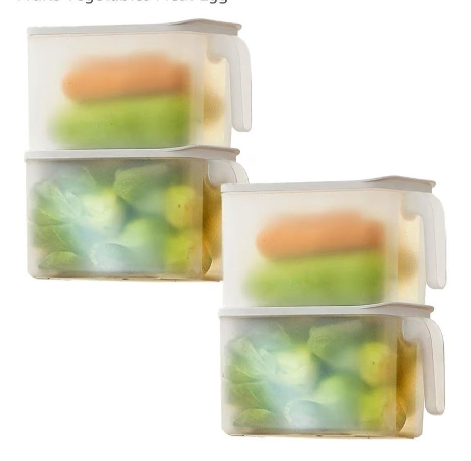 4-Pack 4.5L Plastic Storage Containers Lids Stackable Refrigerator Organizer