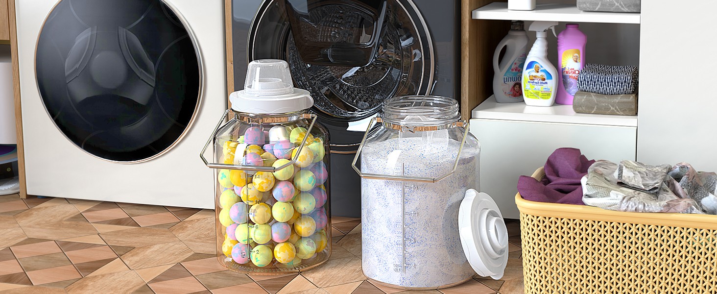 5 Gallon Air Tight Glass Storage Jars, 6.4inch Wide Mouth Canister with